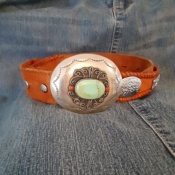 Accessories - VGT  boho western Concho leather belt 32"